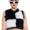 Crop Tops & Bralettes * | Checkmate Sir Fuzzy Crop Top Black White