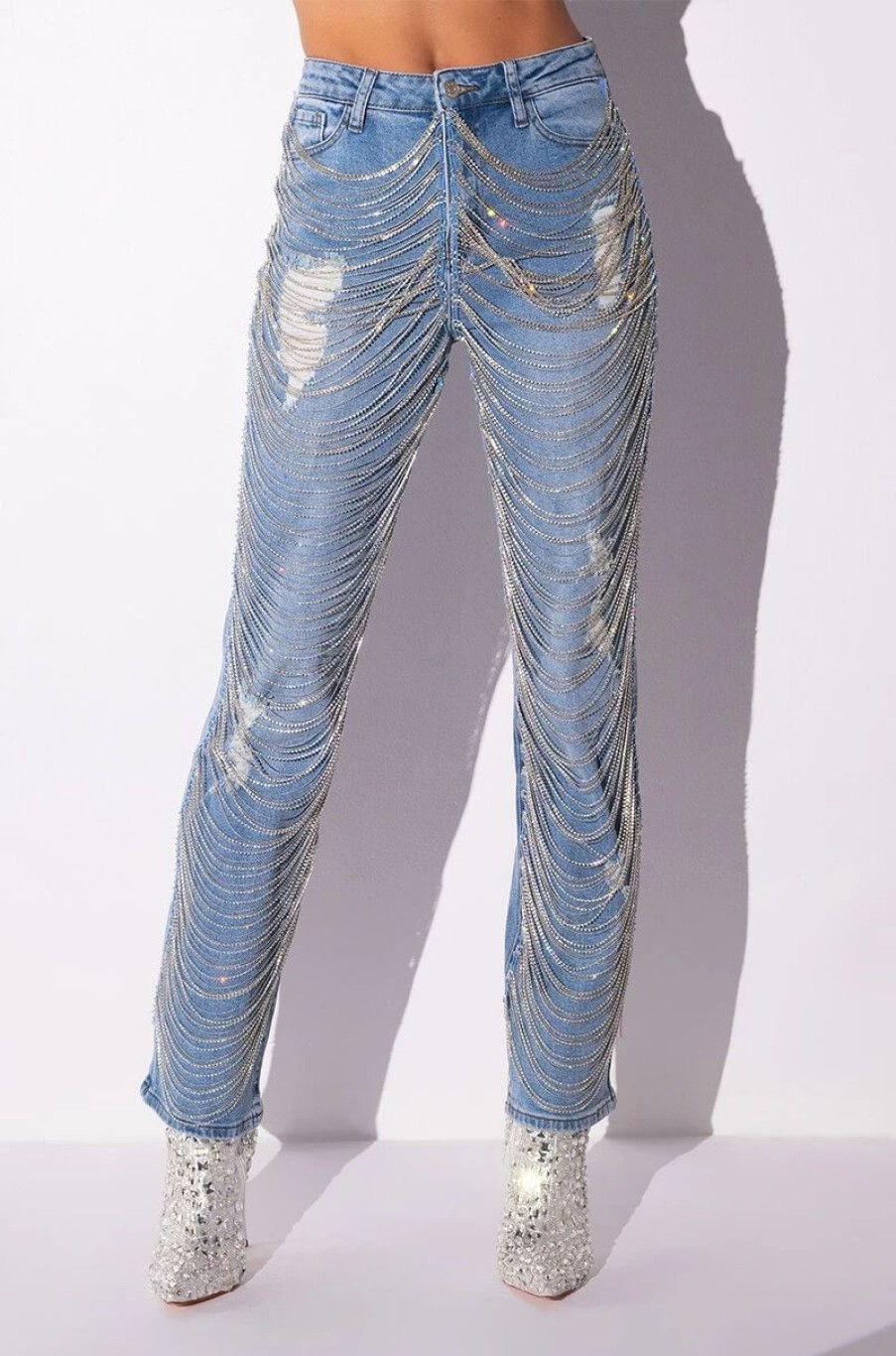 Denim * | Diamonds Are Forever Straight Fit Jeans Light Blue