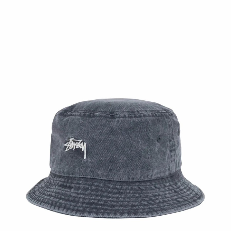 Headwear * | Stussy Washed Stock Bucket Hat Charcoal