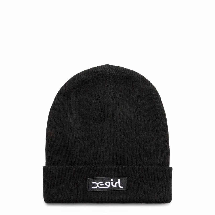 Headwear * | X-Girl Box Logo Knit Cap Black