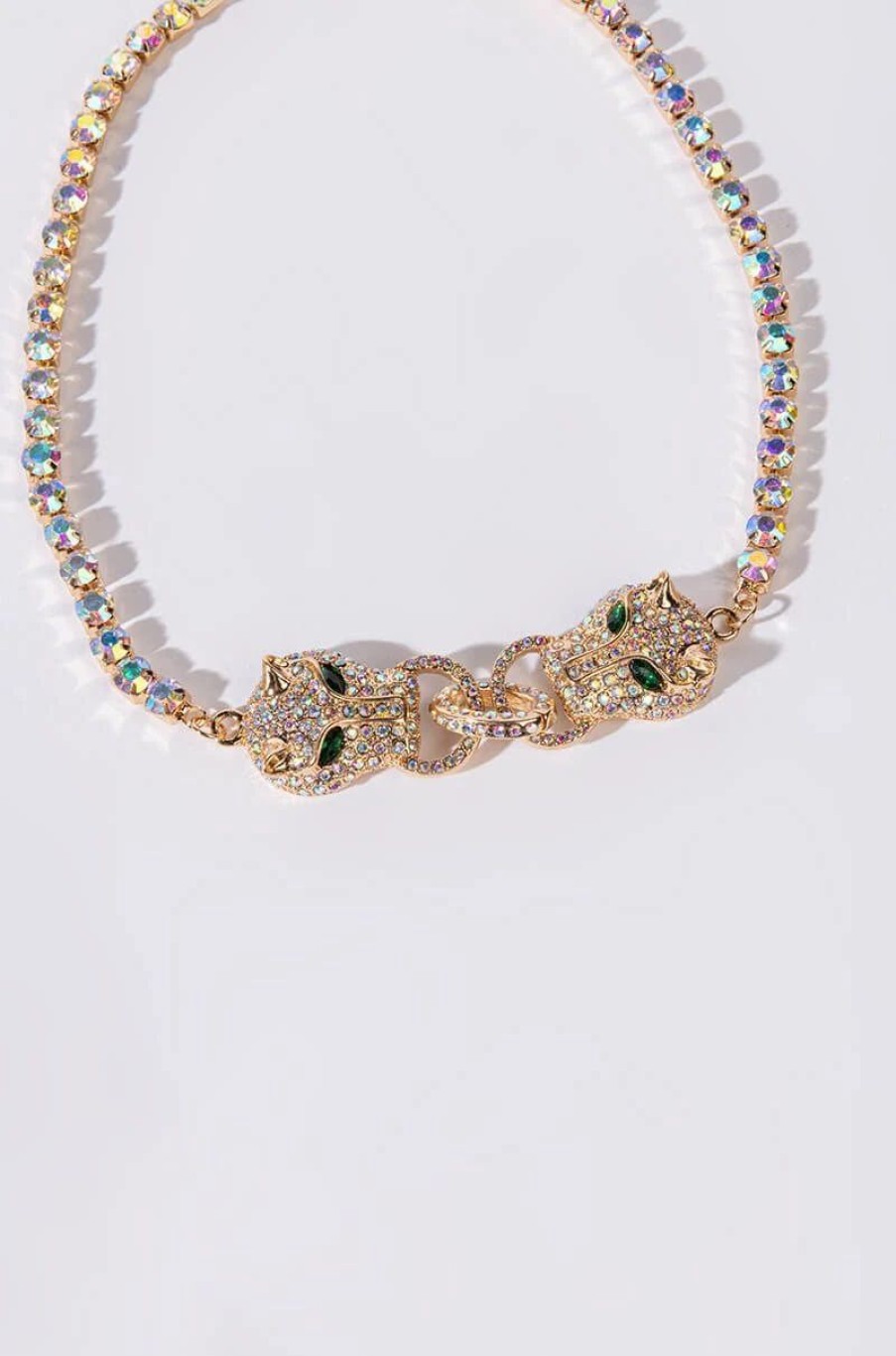 Jewelry * | Reflection Of You Rhinestone Necklace Gold Ab