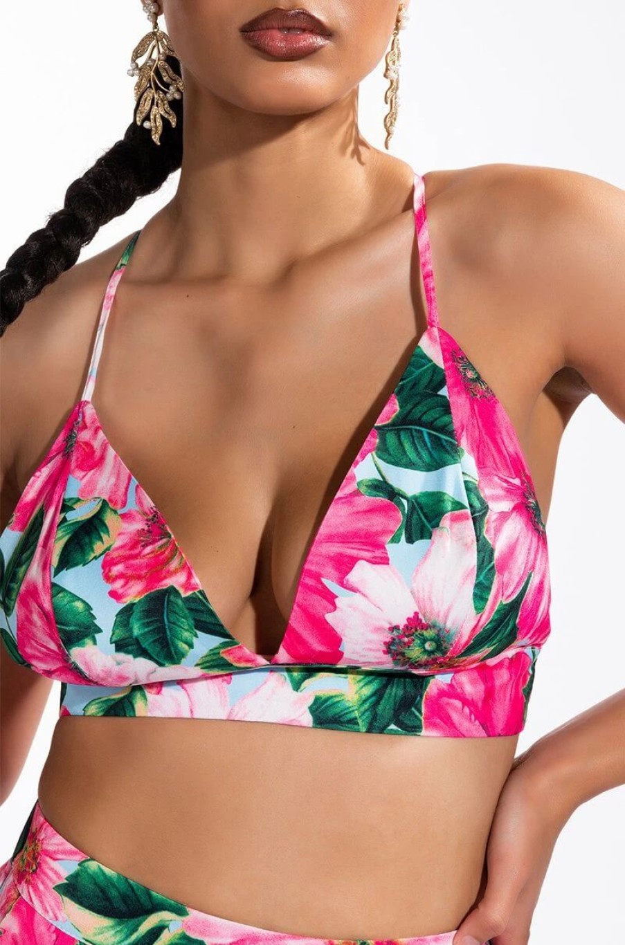 Crop Tops & Bralettes * | Good To Me Floral Bralette Pink