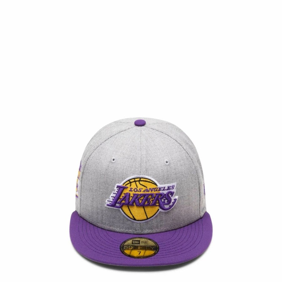 Headwear * | New Era 59Fifty Los Angeles Lakers Heather Fitted Cap Grey/Purple