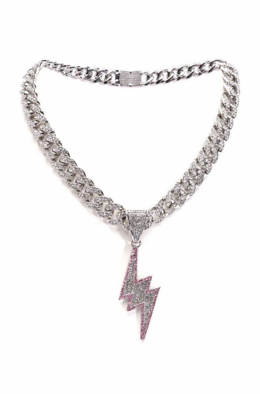 Jewelry * | Electric Shock Embellished Chain Necklace Silver Multi