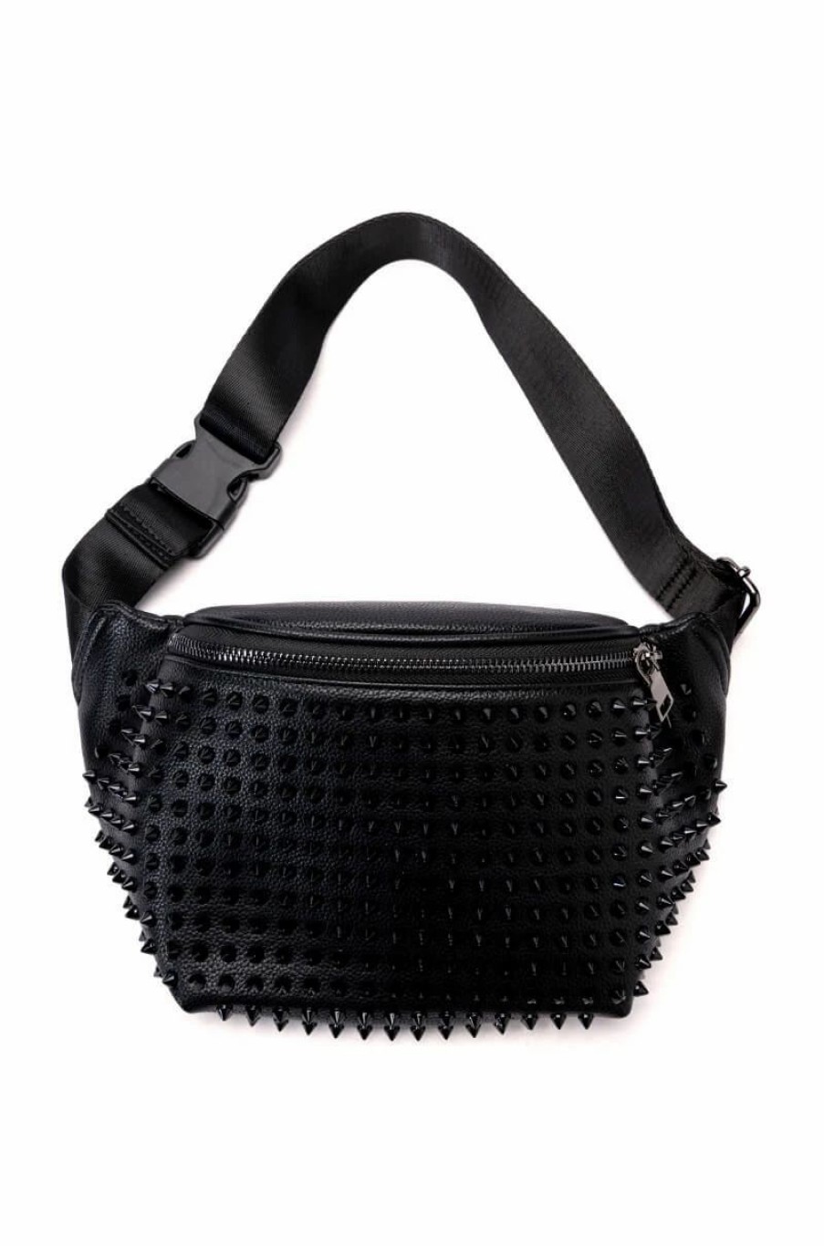 Handbags, Clutches & Wallets * | Hot Commodity Studded Fanny Pack Black