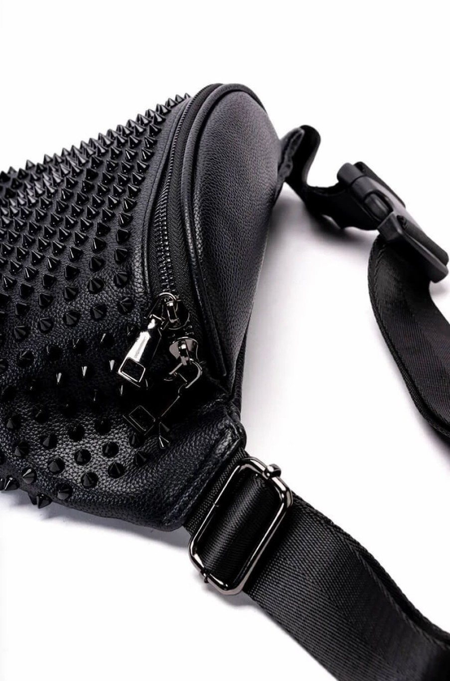 Handbags, Clutches & Wallets * | Hot Commodity Studded Fanny Pack Black