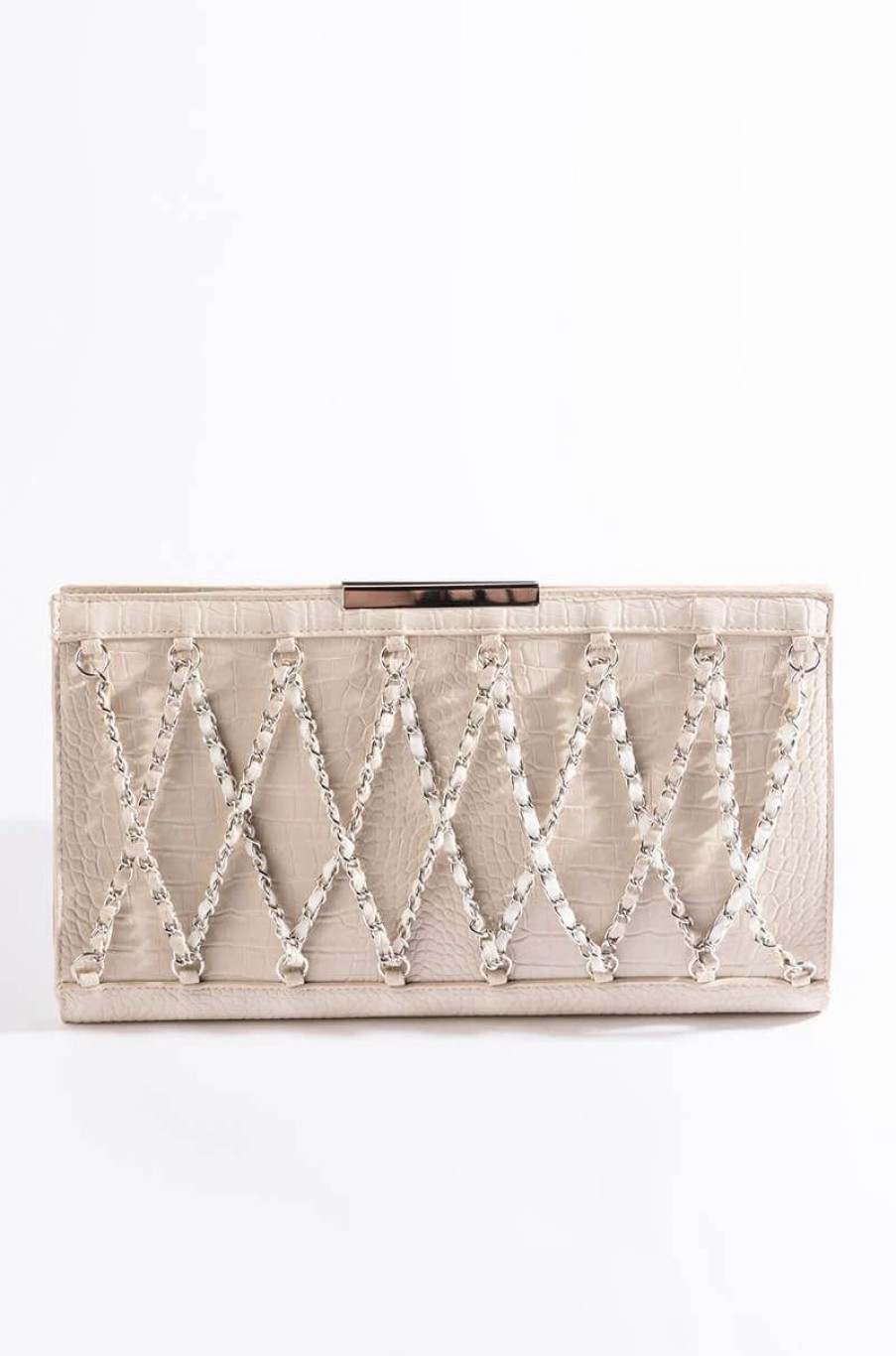 Handbags, Clutches & Wallets * | Bone Collector Chain Clutch Ivory