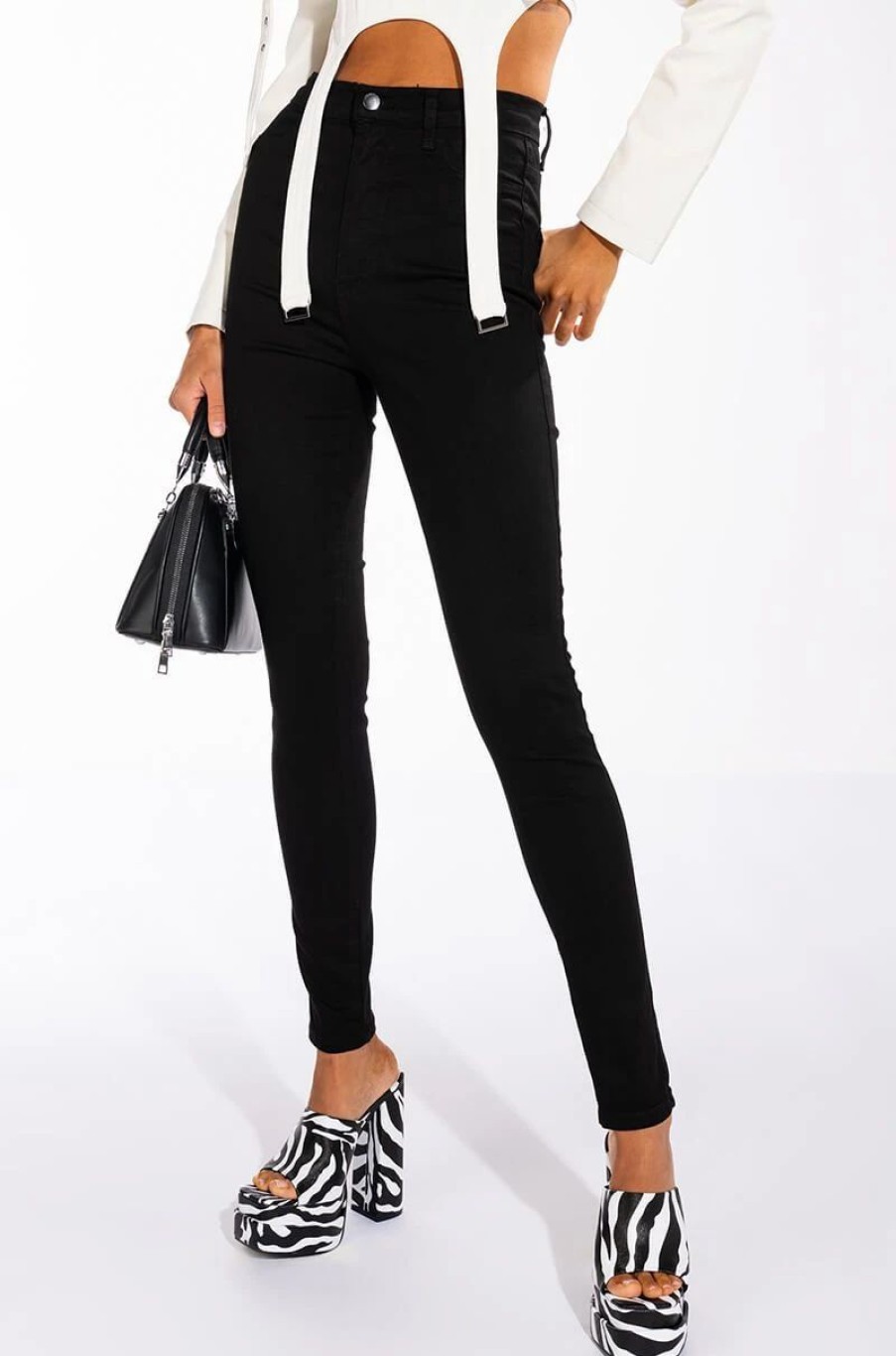 Denim * | Sexy Stretch High Rise Skinny Denim Jeans Black