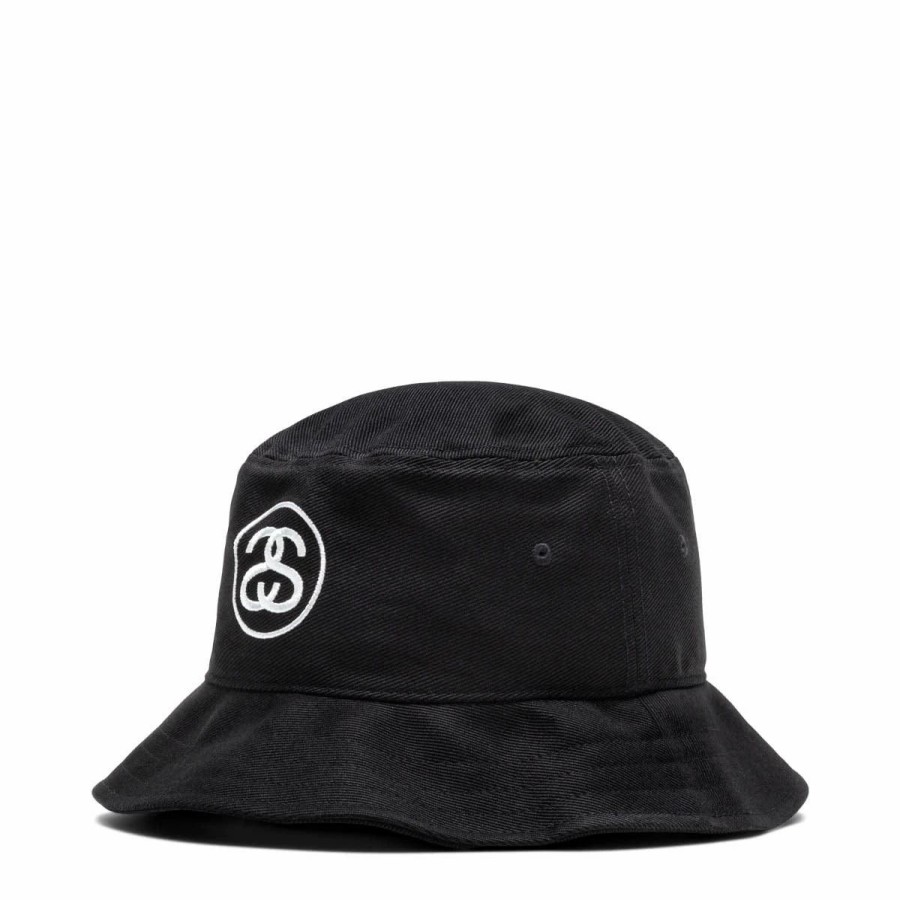 Headwear * | Stussy Ss Link Deep Bucket Hat Black