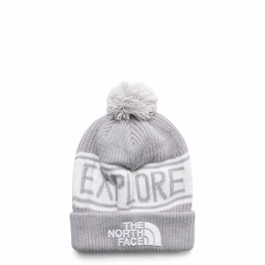 Headwear * | The North Face Retro Tnf Pom Beanie Meld Grey