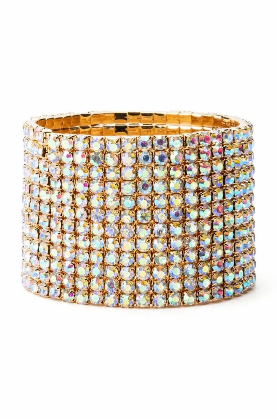 Jewelry * | Cuff It Rhinestone Stretch Bracelet In Gold Gold Ab