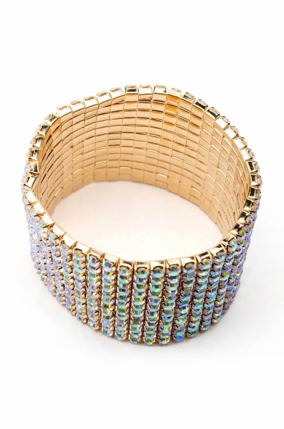 Jewelry * | Cuff It Rhinestone Stretch Bracelet In Gold Gold Ab