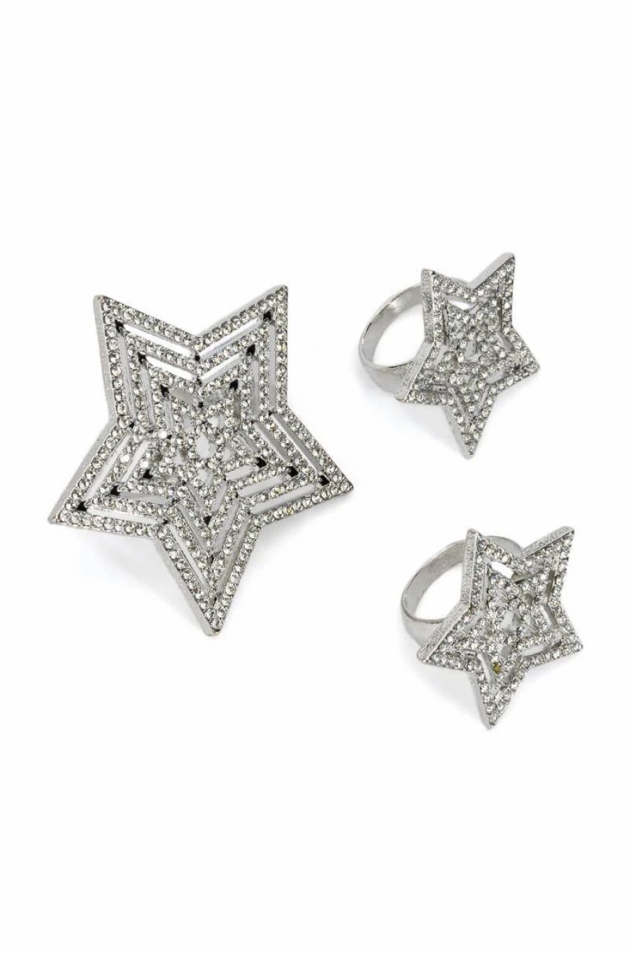 Jewelry * | North Star Rhinestone Ring Set Silver