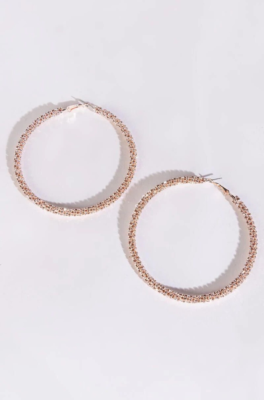 Jewelry * | Clusters 80Mm Rhinestone Hoops Rose Gold