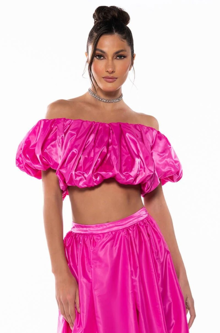 Crop Tops & Bralettes * | Dress Like Royalty Volume Crop Top Pink