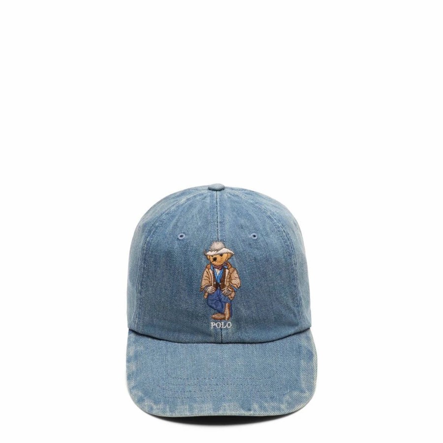 Headwear * | Polo Ralph Lauren Classic Denim Bear Sport Cap Medium Wash