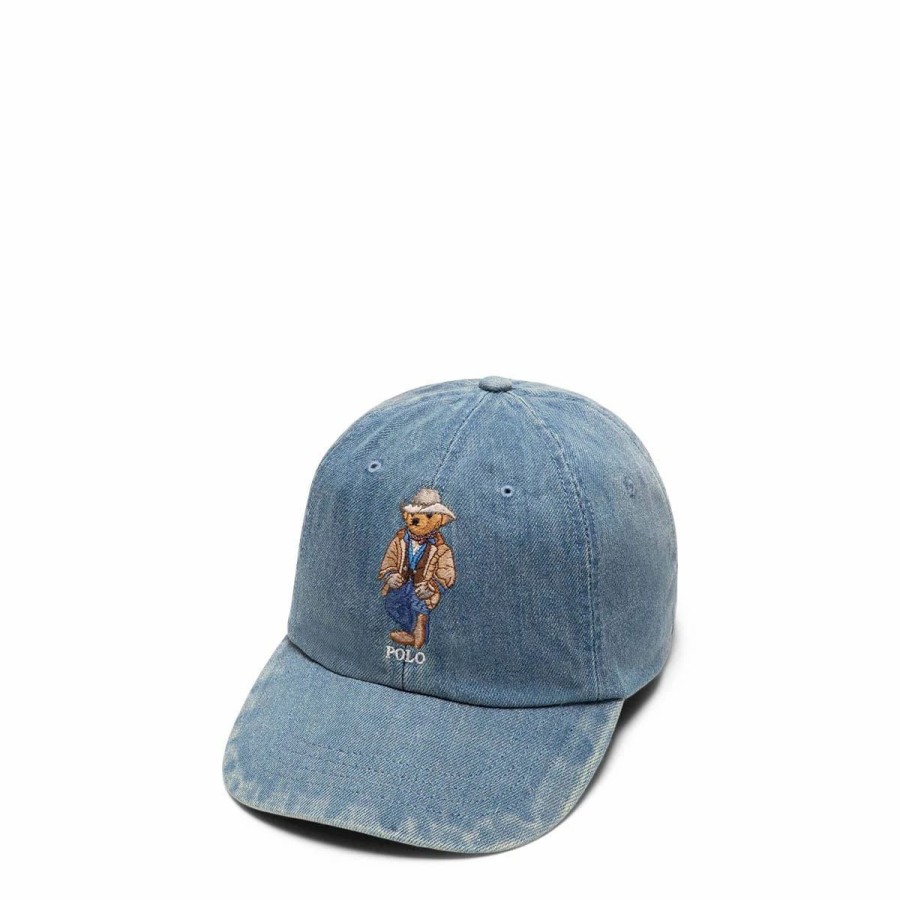 Headwear * | Polo Ralph Lauren Classic Denim Bear Sport Cap Medium Wash