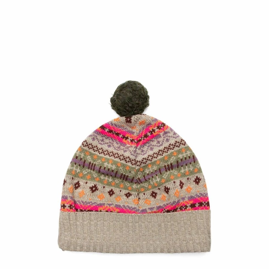 Headwear * | Kapital 7G Wool Fair Isle Bivouac Ski Cap Gray/Beige