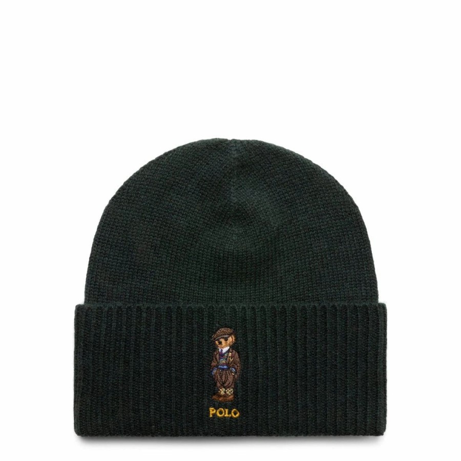 Headwear * | Polo Ralph Lauren Cashmere Blend Heritage Bear Beanie College Green