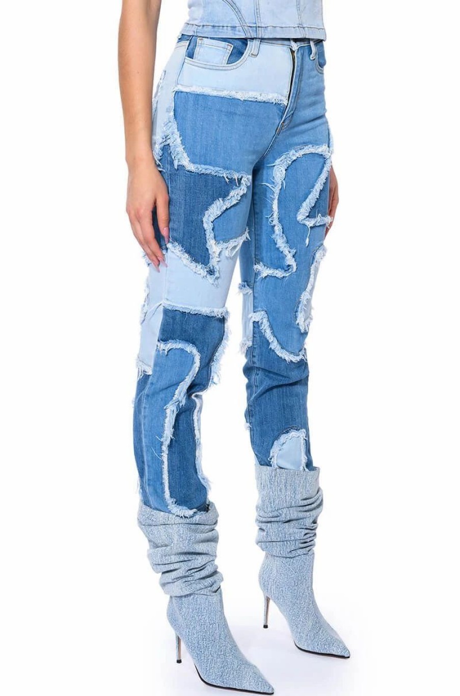 Denim * | Little Bit Of Fun Frayed Relaxed Fit Jeans Light Blue Denim