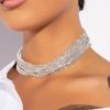 Jewelry * | All Tings Icy Layered Rhinestone Choker