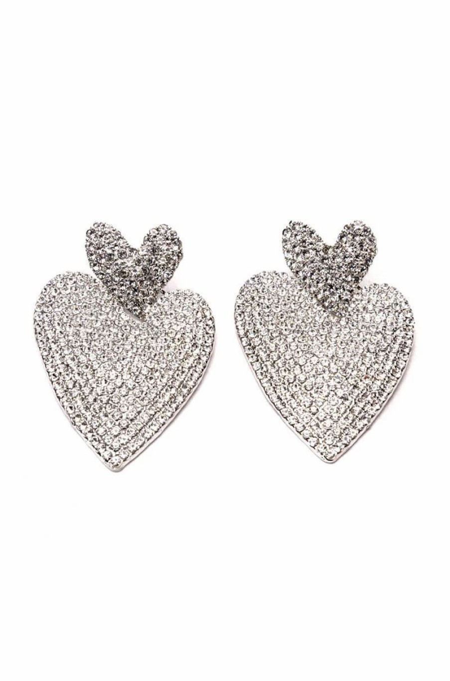 Jewelry * | Cross My Heart Embellished Earrings Silver