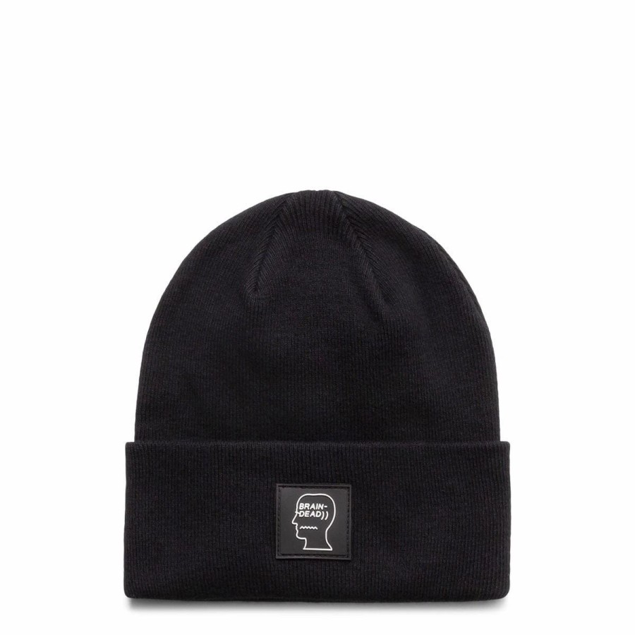 Headwear * | Brain Dead Logo Head Wool Beanie Black