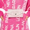 Handbags, Clutches & Wallets * | Woke Up In Vegas Rhinestone Belt Bag Pink