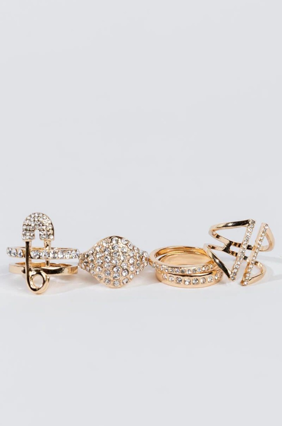 Jewelry * | Lovinnnn' It Rhinestone Ring Set Gold