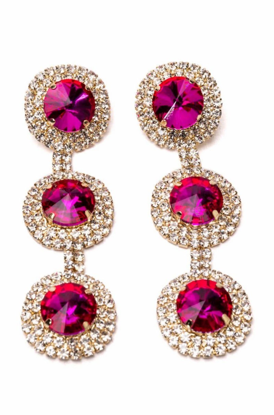 Jewelry * | Class Act Gem Drop Earrings Pink