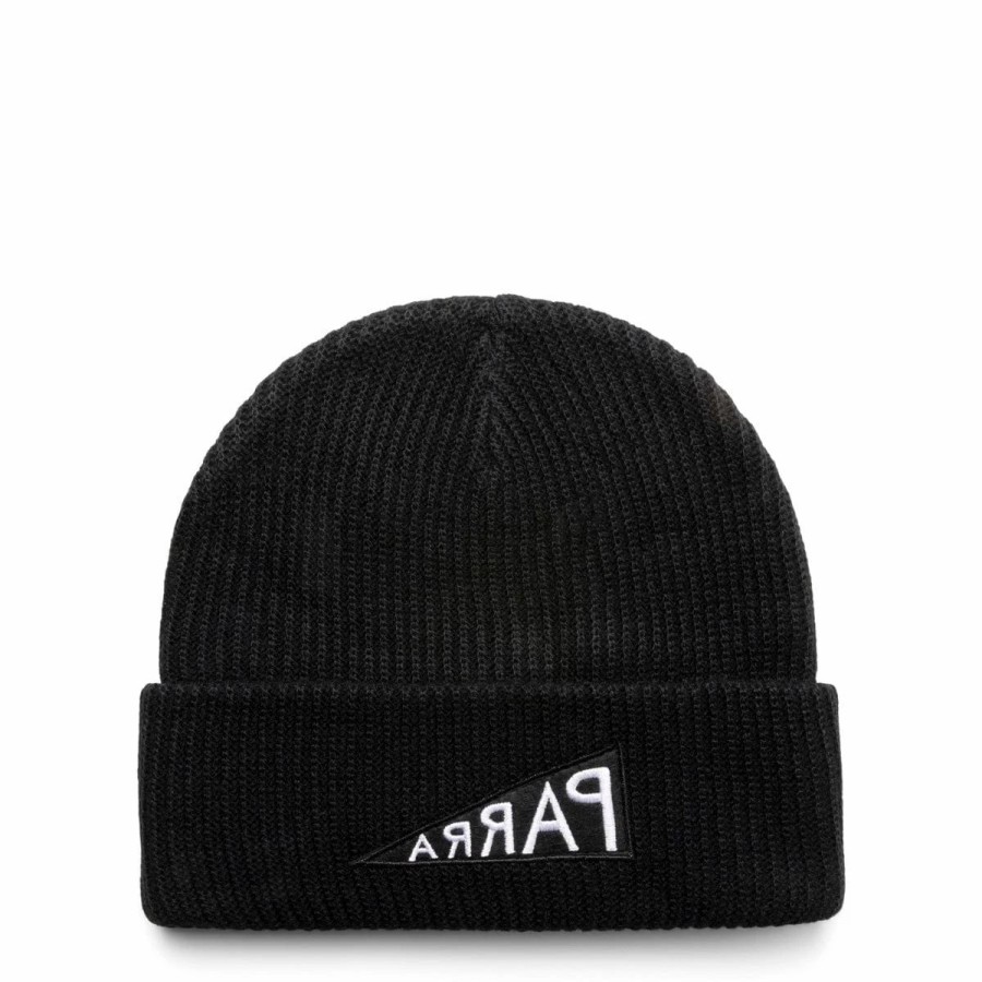 Headwear * | By Parra Mirrored Flag Logo Beanie Black