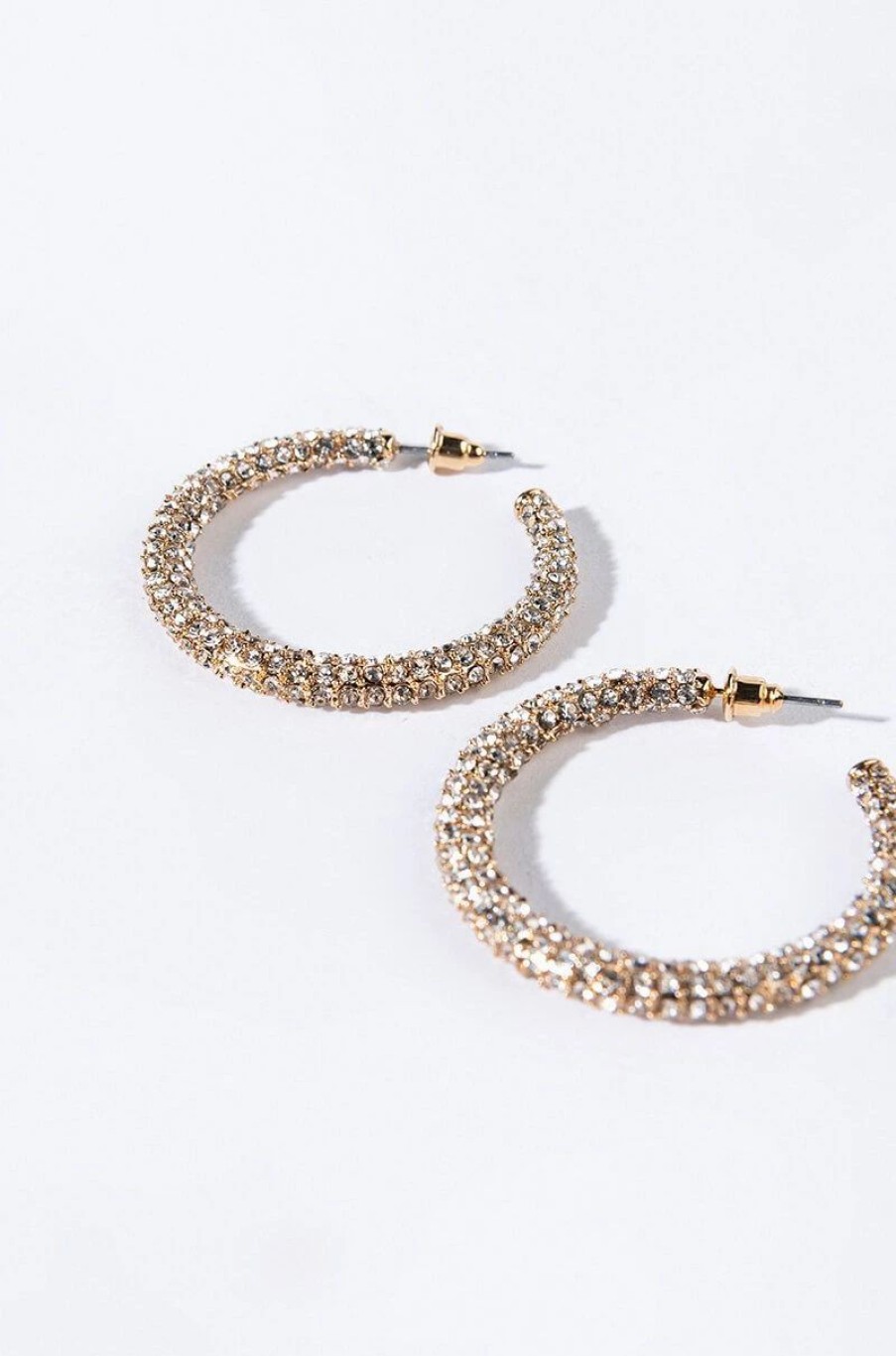 Jewelry * | Maya Medium Rhinestone Hoops Silver