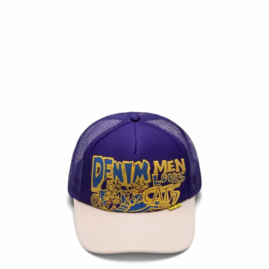 Headwear * | Kapital Denim Men Love Cats Trucker Cap Ecru/Purple