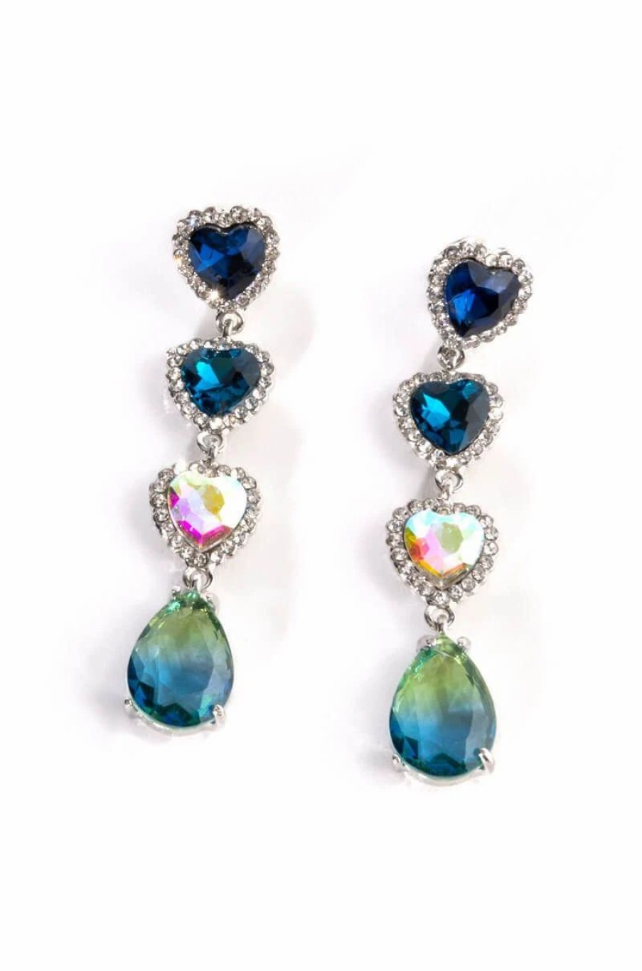 Jewelry * | Love Dont Cost A Thing Rhinestone Drop Earrings Blue