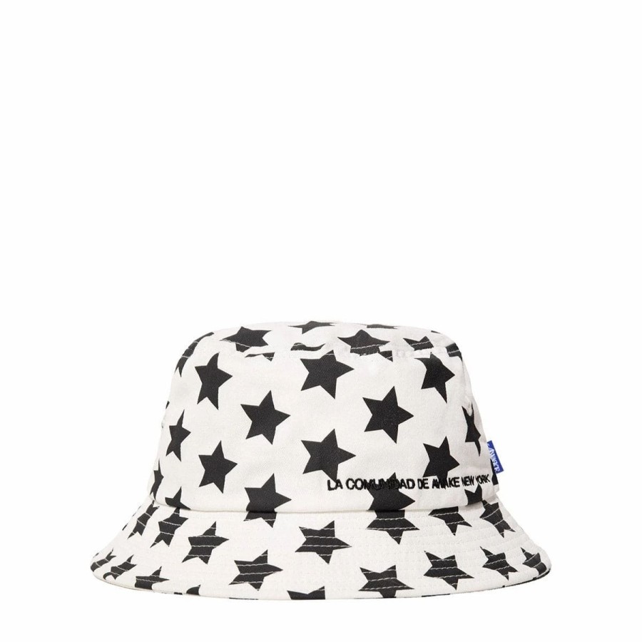 Headwear * | Awake Ny Star Printed Bucket Hat Ivory/Black