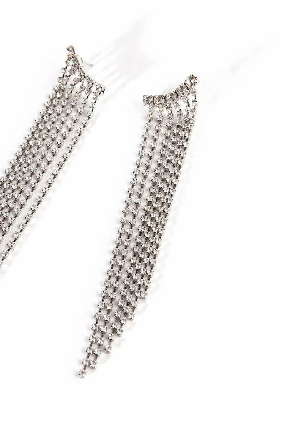 Jewelry * | All That Glitters Cascading Rhinestone Earrings Silver