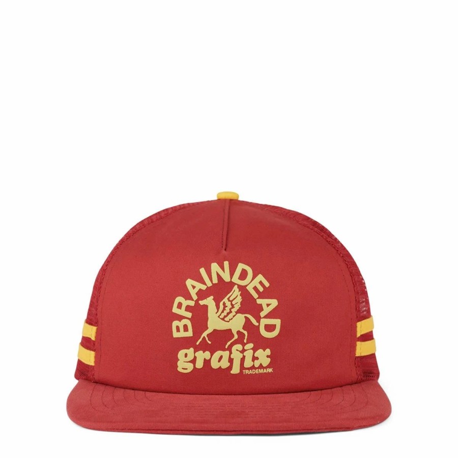 Headwear * | Brain Dead Grafix 5 Panel Trucker Cap Red