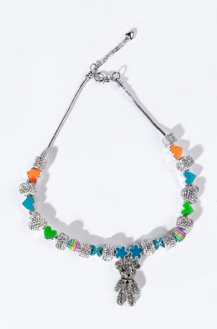 Jewelry * | I Want Candy Rhinestone Enamel Charm Necklace Silver Multi