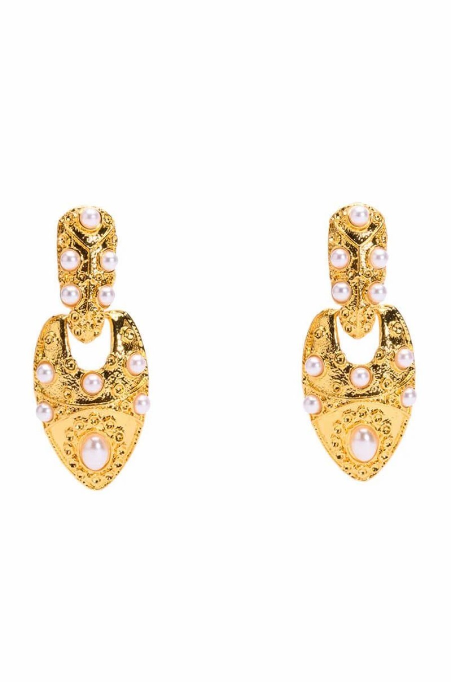 Jewelry * | Rodin Pearl Embellished Drop Earrings Gold