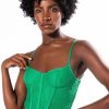 Crop Tops & Bralettes * | So Sweet Lace Corset Top Green