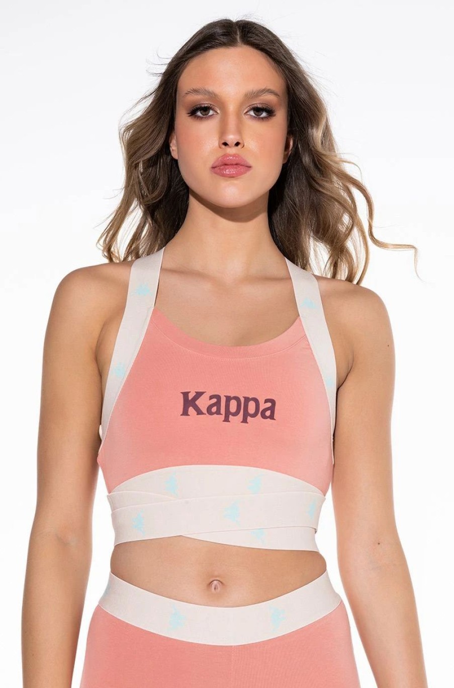 Crop Tops & Bralettes * | Kappa Cut Out Printed Band Sports Bra Pink Multi