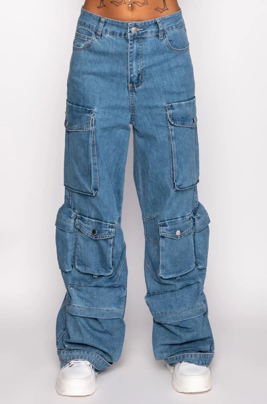 Denim * | La Isla Cargo Jeans Medium Blue Denim