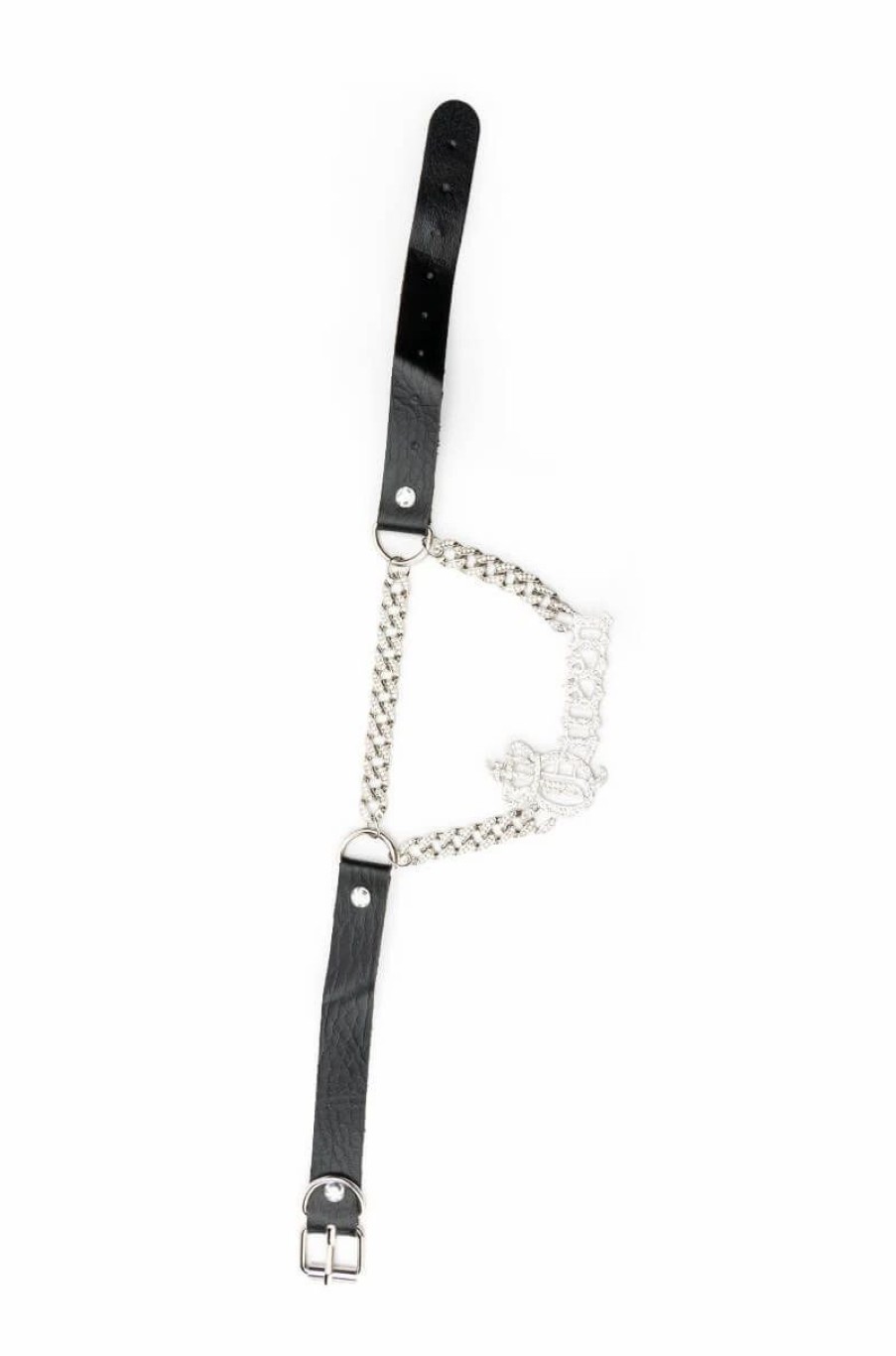 Jewelry * | Queen Bee Leather Choker Black Silver