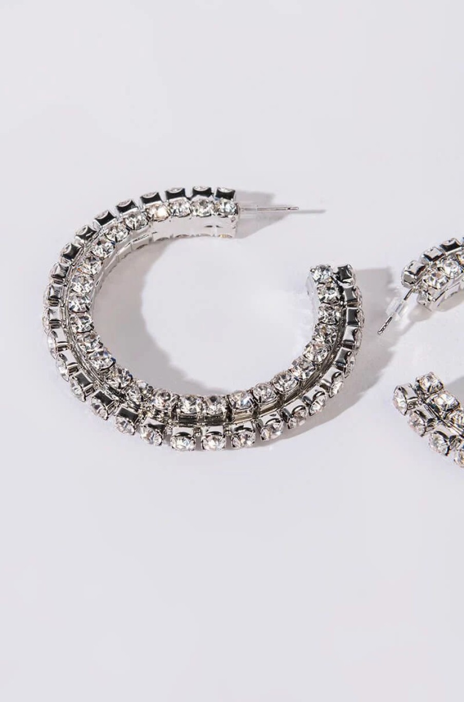 Jewelry * | Rockstar Rhinestone Hoops Silver