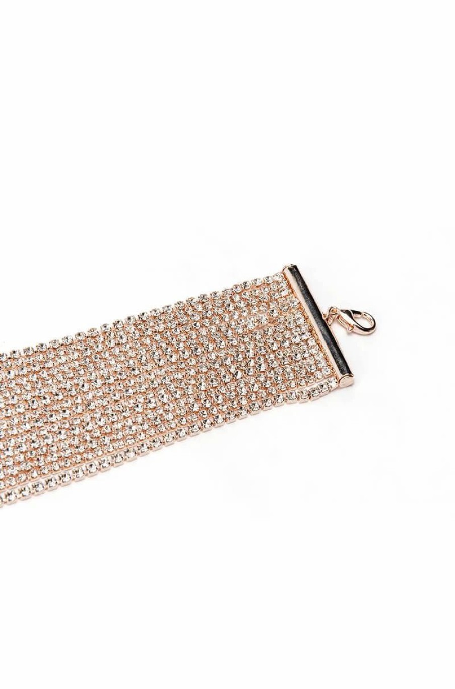 Jewelry * | Paris Rosey Rhinestone Choker Rose Gold