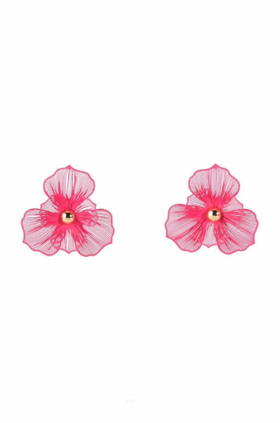 Jewelry * | Petal Pusher Metal Flower Earring Pink