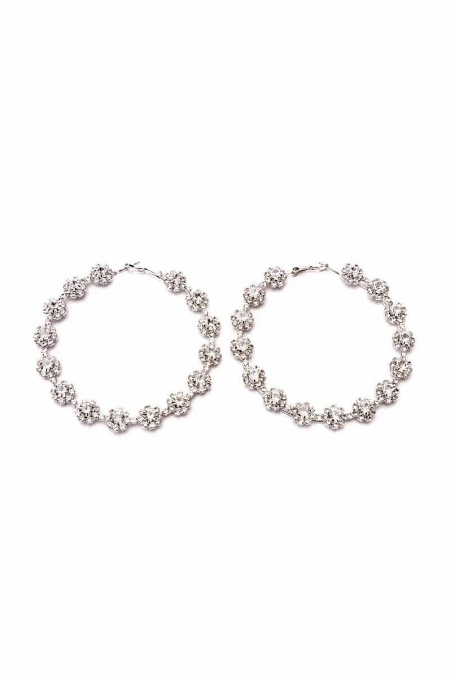 Jewelry * | Here Comes Trouble Embellished Hoops Silver