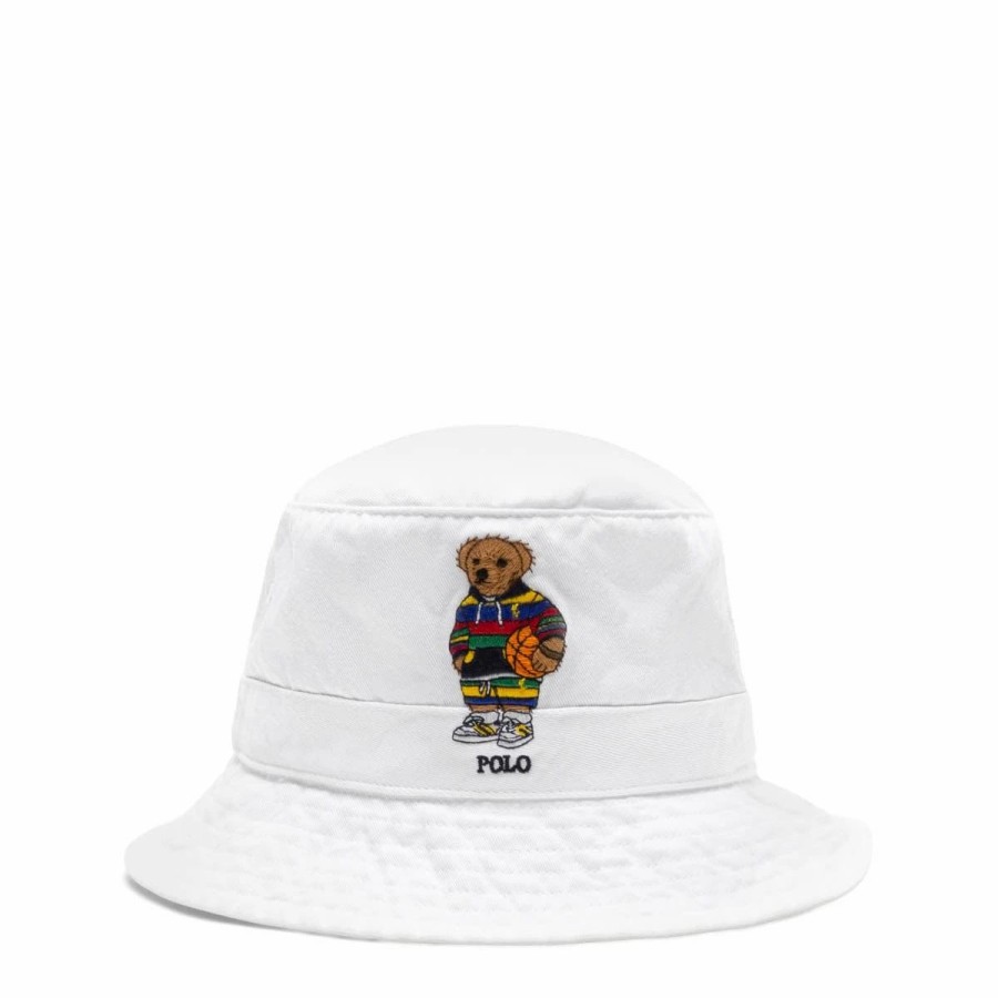 Headwear * | Polo Ralph Lauren Polo Bear Bucket Hat Pure White