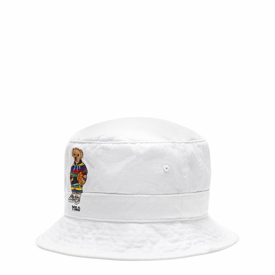 Headwear * | Polo Ralph Lauren Polo Bear Bucket Hat Pure White