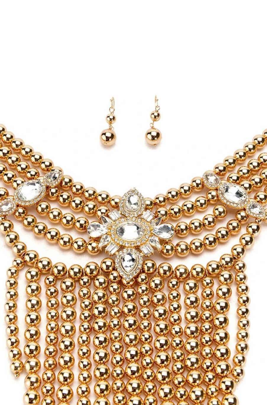 Jewelry * | Modern Muse Layered Necklace And Earrings Set Gold